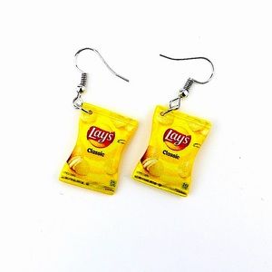 Potato chip bag earrings